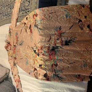 Long-sleeve 100% silk dress